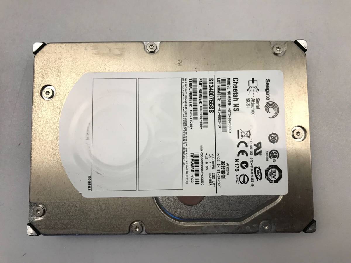 【中古パーツ】 Seagate ST3400755SS 3.5インチ 400GB HDD 正常/健康品 ■SAS-183拍卖