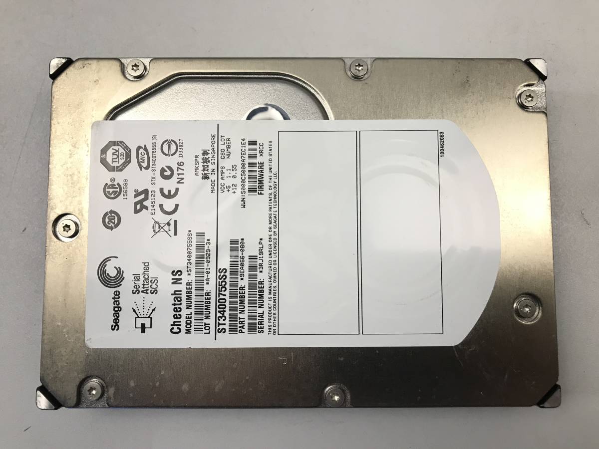 【中古パーツ】 Seagate ST3400755SS 3.5インチ 400GB HDD 正常/健康品 ■SAS-186拍卖