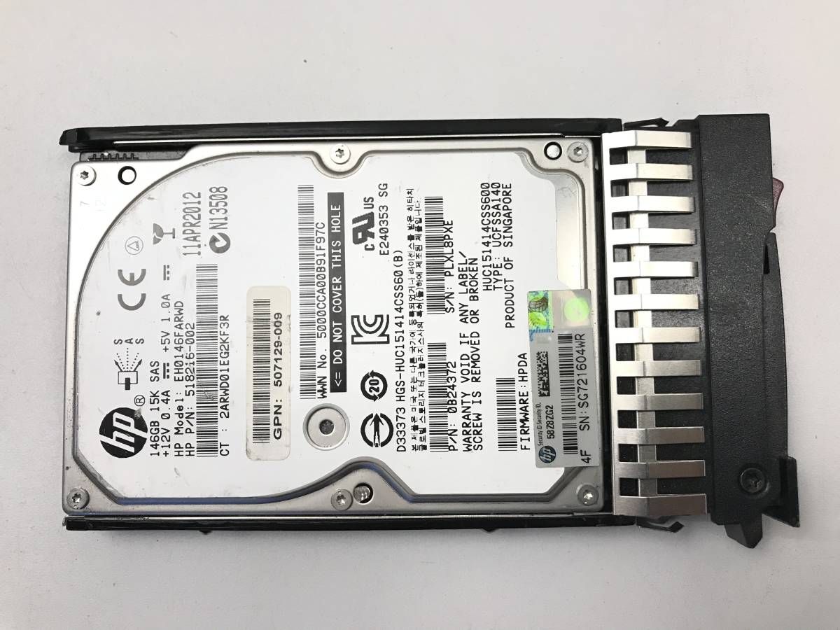 【中古パーツ】 HP EH0146FARWD 2.5インチ SAS ハードディスク マウンタ付き 146GB HDD 正常/健康品 ■SAS-213拍卖