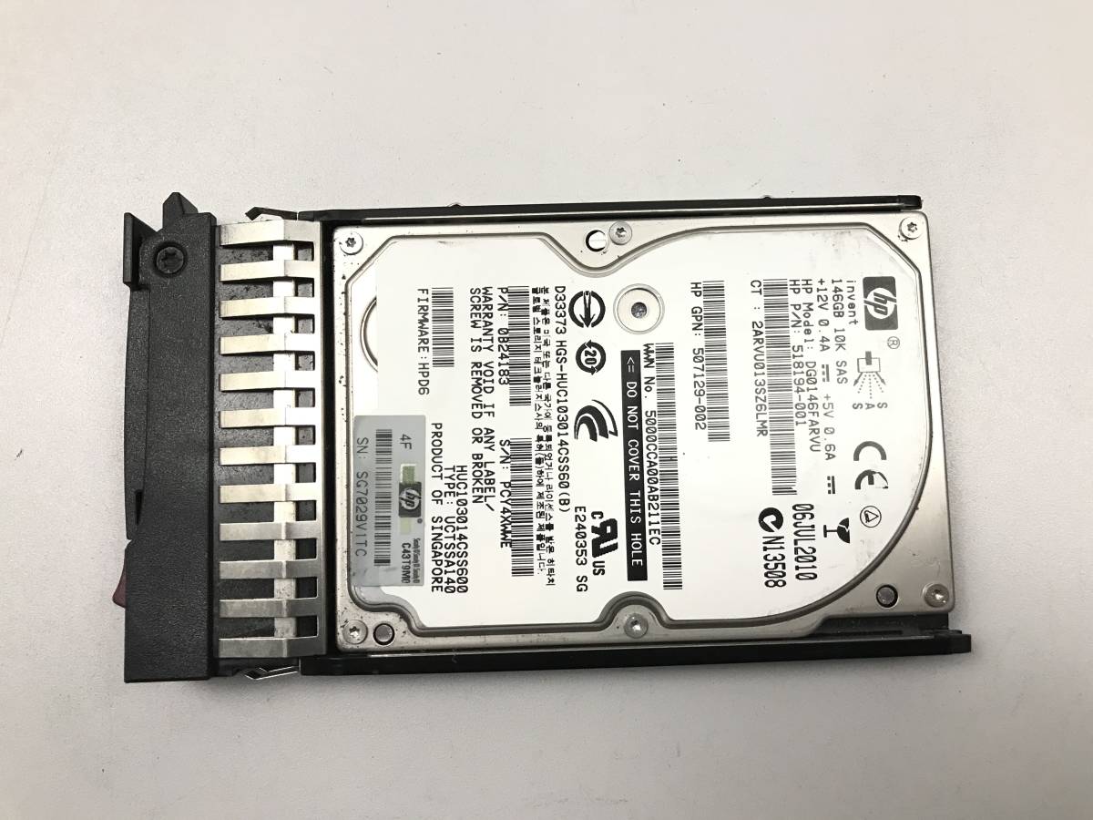 【中古パーツ】 HP DG0146FARVU 2.5インチ 507283-001 SAS ハードディスク マウンタ付き 146GB HDD 正常/健康品 ■SAS-231拍卖