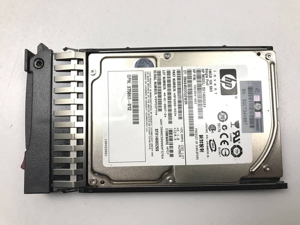 【中古パーツ】 HP DG146ABAB4 2.5インチ 432320-001 SAS ハードディスク マウンタ付き 146GB HDD 正常/健康品 ■SAS-246拍卖