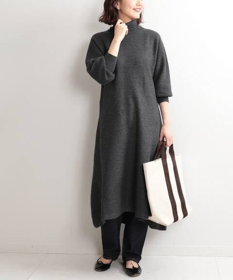 イエナ☆ニットワンピ超美品IENAハイネックフレアワンピース拍卖