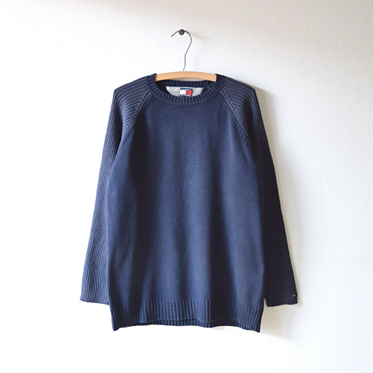 【送料無料】トミーヒルフィガー クルーネック セーター メンズL TOMMY HILFIGER 紺色 ネイビー CH0290拍卖
