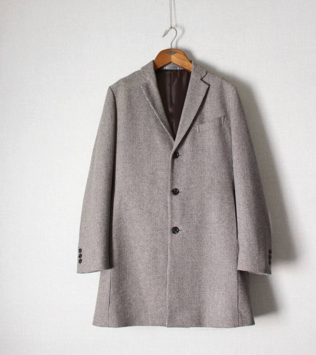 【 YUKI TORII HOMME ユキ トリイ オム 】ウールツイード チェスターコート サイズLL 品番7041 やや薄手 チェック トリイユキ 拍卖