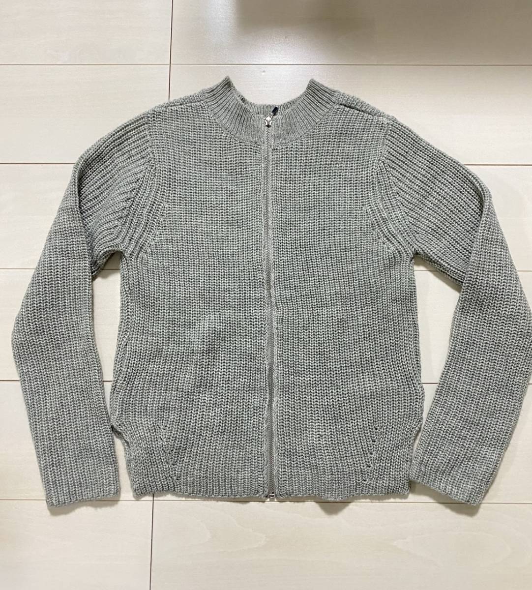 新品 未使用 ELLE エル グレー ニットZIPカーディガン セーター 長袖 サイズ38 M 冬 イトキンニットアウター サイドスリット拍卖
