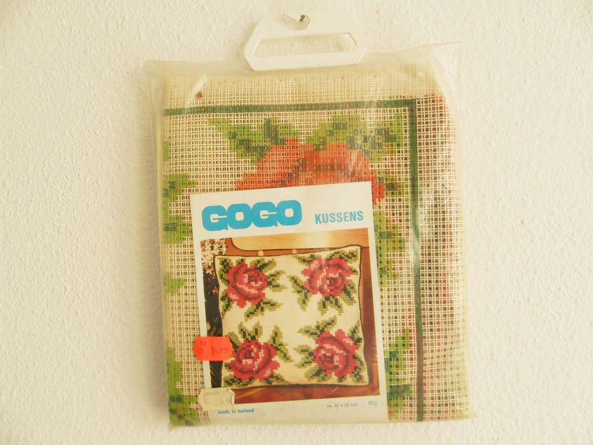 GOGO オランダ製 手芸 クッションカバーセット レトロ ビンテージ ドイツ バラ 白 933拍卖