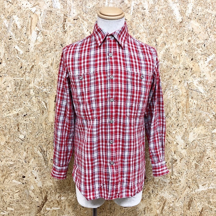 OSHKOSH b'gosh オシュコシュ ビゴッシュ M メンズ シャツ 微起毛 ソフトネル チェック メタルボタン 長袖 綿100% レッド×グレー×ブルー拍卖