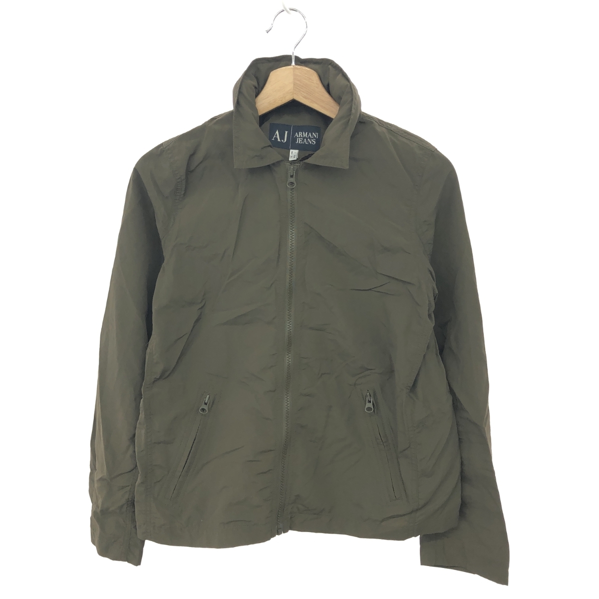 ◆ARMANI JEANS アルマーニジーンズ ジップアップナイロンジャケット サイズ:I40 フーディ アーカイブ グリーン レディース拍卖
