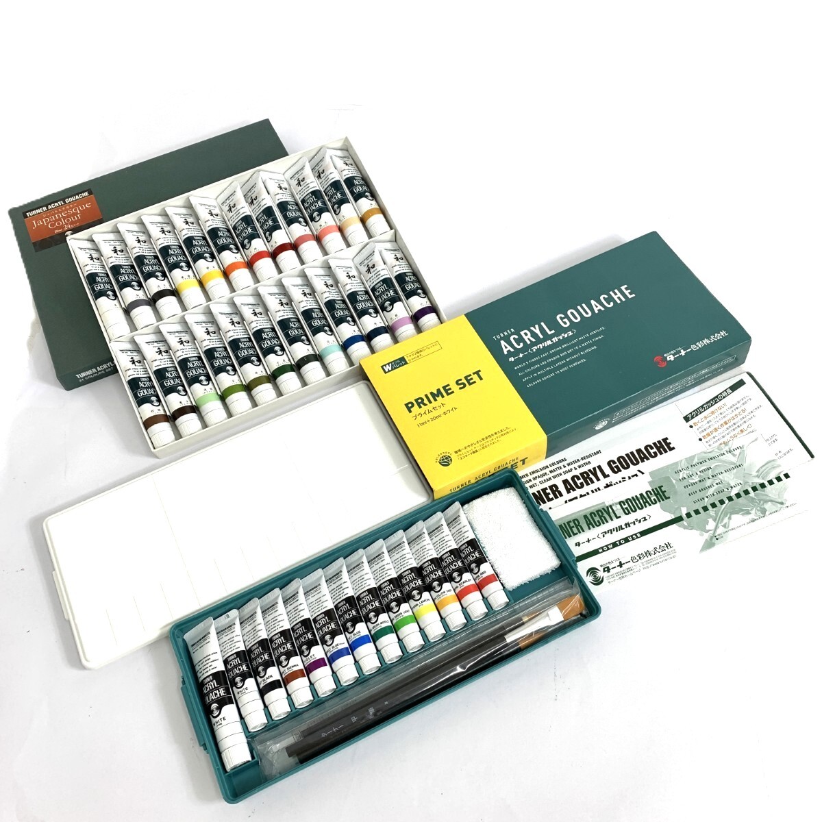 ◆ターナー色彩 TURNER ターナー ダブルパレット&水溶性絵具 セット プライムセット&ジャパネスクカラー20ml24色拍卖