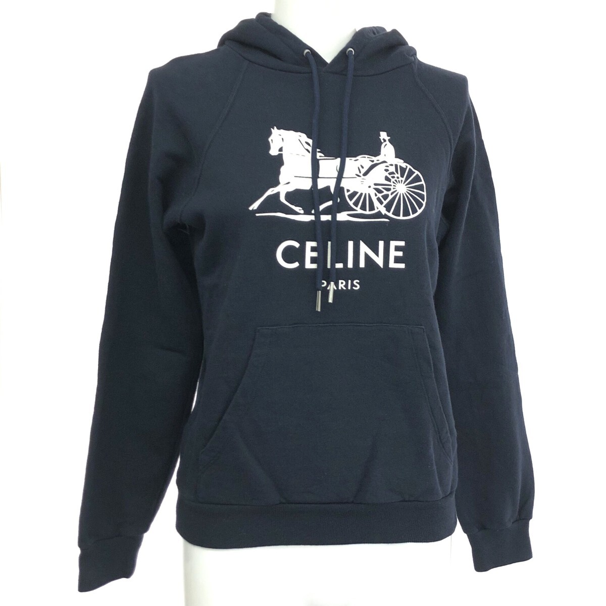 ◆CELINE セリーヌ SULKY SWEATHOODIE サイズ:XS サルキースエット/馬車 2Y428450I/21AW ネイビー レディース拍卖