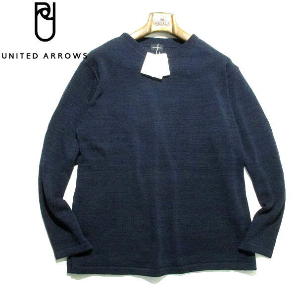 新品 未使用▼ ユナイテッドアローズ クルーネック ニット ウール Lサイズ 紺 無地 ネイビー UNITED ARROWS セーター 手洗い可拍卖
