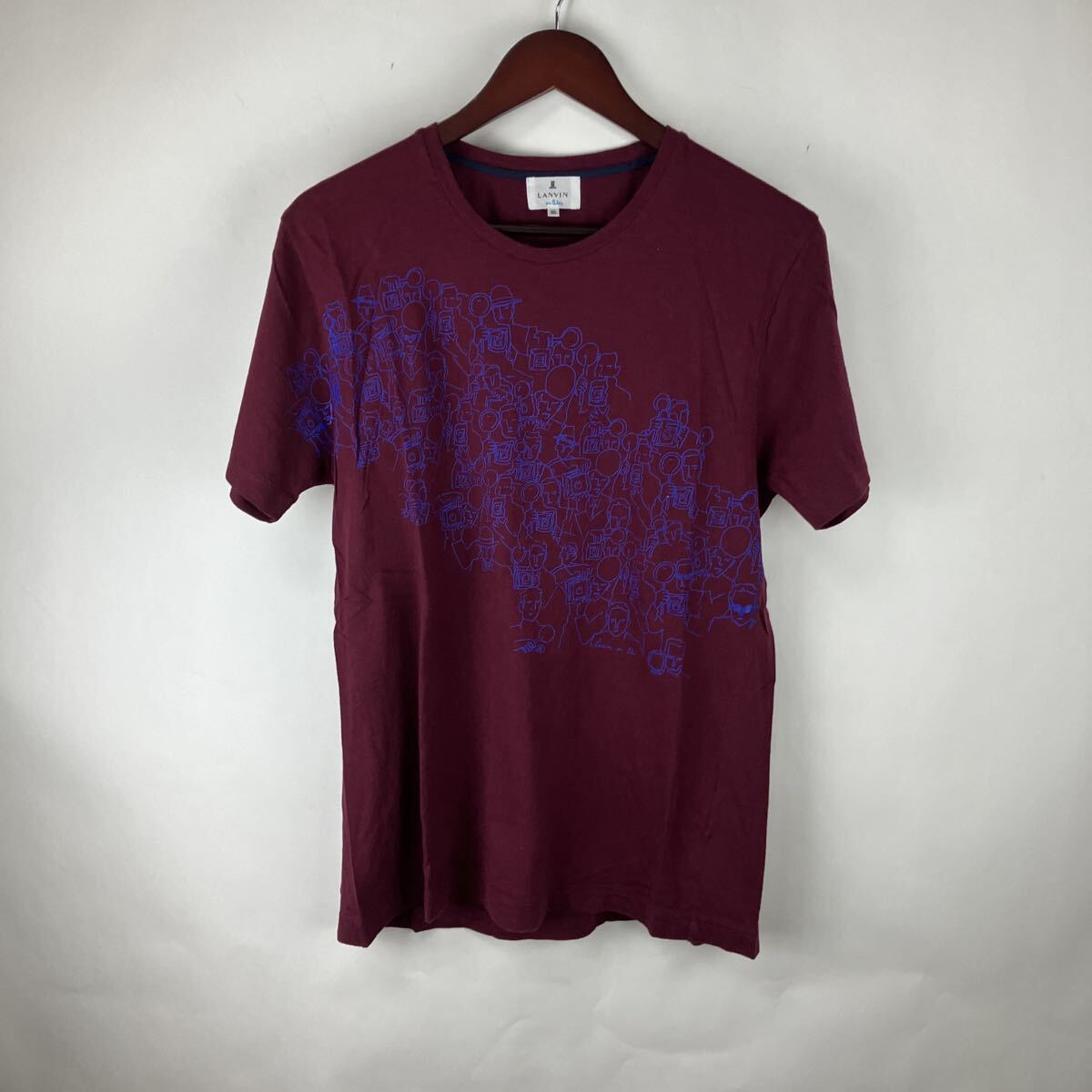 LANVIN ランバン Tシャツ コットン 半袖Tシャツ レッド 半袖シャツ レディース 女性用 女性向け サイズ50 薄い生地拍卖