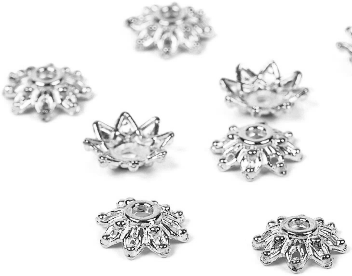 座金 ビーズ 9mm 30個セット シルバー アクセサリーパーツ 花座 フラワー チャーム ジュエリー 手芸 手作り ハンドメイド拍卖