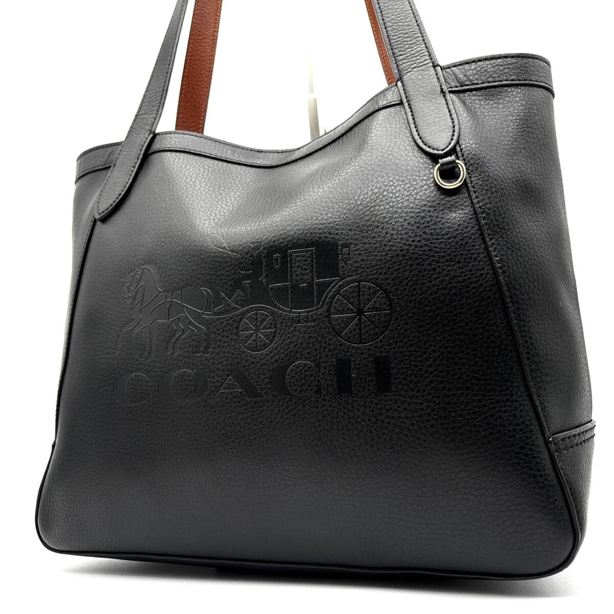 美品 COACH コーチ ビジネス トートバッグ メンズ ホースアンドキャリッジ レザー ロゴ 肩掛け A4 PC 大容量 レッド 赤 ブラック 黒拍卖