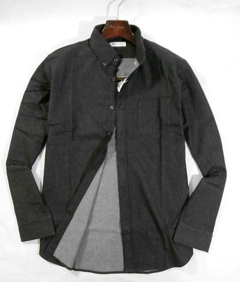 L土12128新品▼ タケオキクチ 【 XL 】 ブラック系 THE SHOP TK 長袖シャツ デニム風素材 エバーデニムシャツ ボタンダウン シャツ拍卖