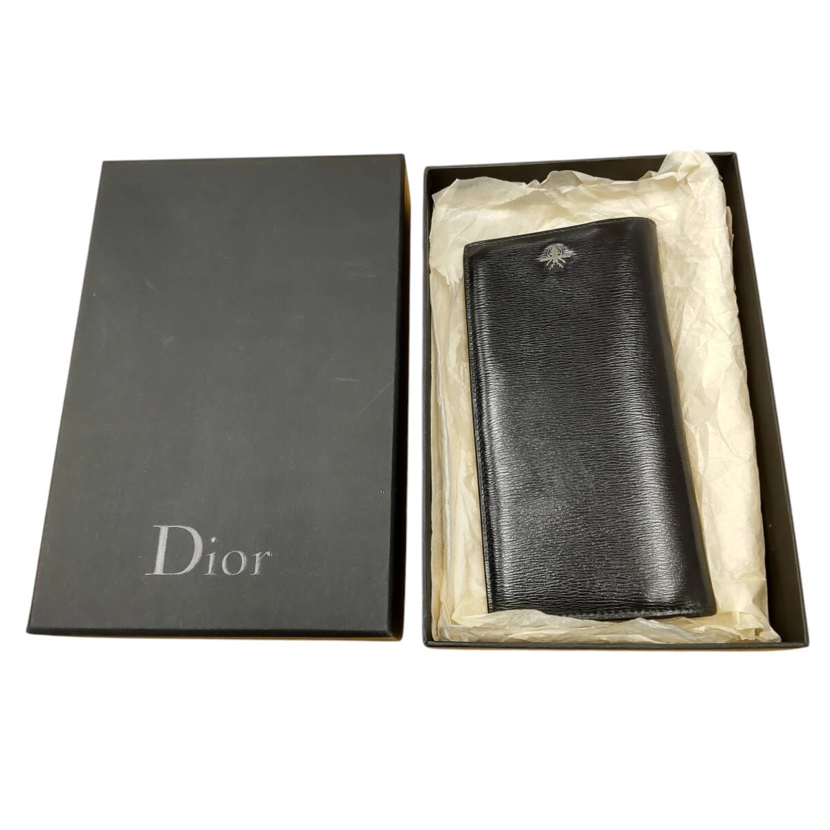 【中古品】ディオール ビー 蜂 長財布 ブラック レザー メンズ Dior 二つ折り 財布 箱有 A78331RL拍卖