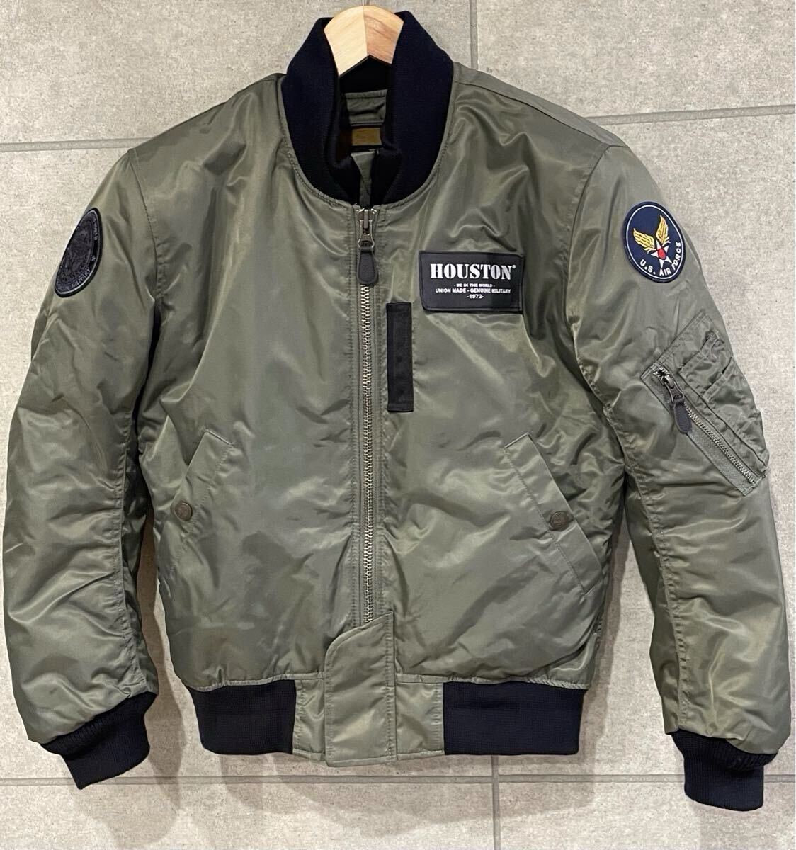大人気モデル! HOUSTON ヒューストン MA-1 M/C ウインタージャケット ライディング ミリタリー カーキ Sサイズ バイクウェア ○ 新規×拍卖