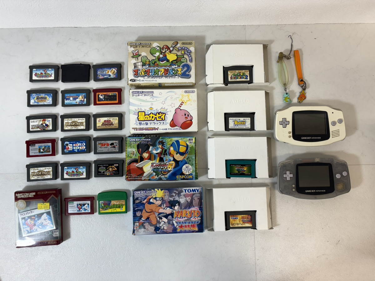 12221-06★任天堂/Nintendo/ゲームボーイアドバンス本体ソフトおまとめ/GBA/本体/ホワイト/クリアカラー/本体2体/ソフト21点★拍卖