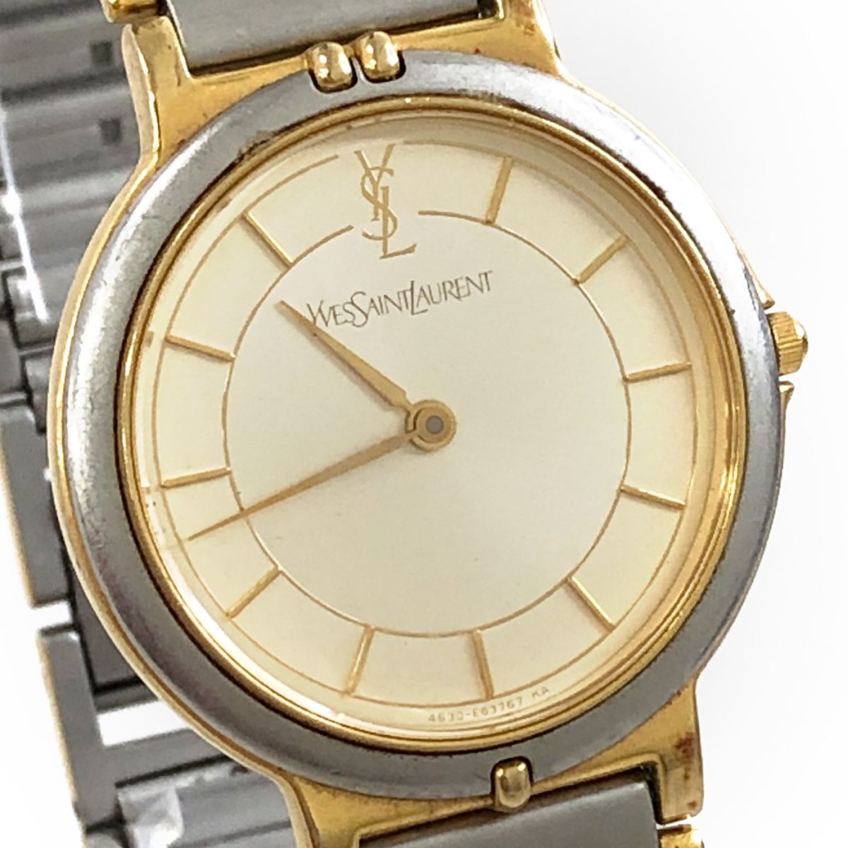 美品 YVES SAINT LAURENT イヴサンローラン YSL 腕時計 4620-E62267 クオーツ アナログ 2針 コレクション シンプル 電池交換済 動作OK拍卖