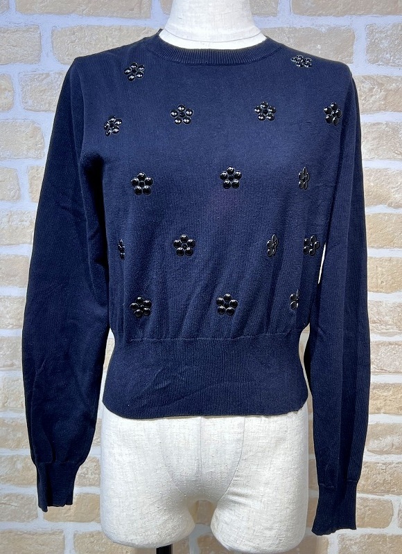 AD2015 noir kei ninomiya/ノワール ケイ ニノミヤ コムデギャルソン フラワー装飾 コットン 長袖 ニット/セーター 【1797y3】拍卖