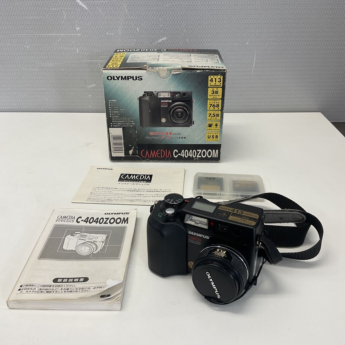 営AB110-80T OLYMPUS オリンパス CAMEDIA カメディアC-4040ZOOM コンパクトデジタルカメラ 7.1-21.3mm 1:1.8-2.6 取扱説明書有 通電未確認拍卖