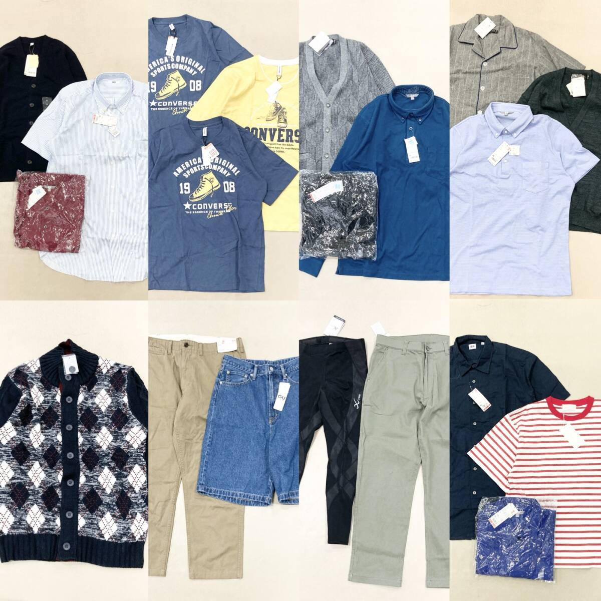 ★ 未使用 タグ付き 20点 まとめ UNIQLO converse GU メンズ トップス ボトムス アウター シャツ カーデ 長袖 サイズMIX 卸 現状品 5.94kg拍卖