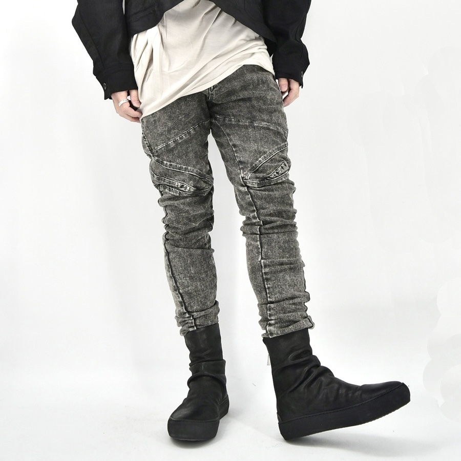 24SS未使用品 定価61600円 JULIUS ユリウス ブリーチ デニム ライダース パンツ size3 incarnation 857PAM3-CH rick owens yohji yamamoto 拍卖