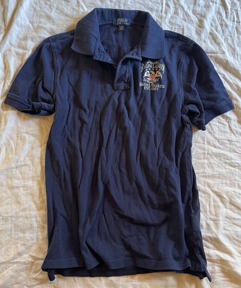 ラルフローレン 半袖 ブランド ポロ シャツ メンズ L 背面に星条旗 高級タイプ拍卖