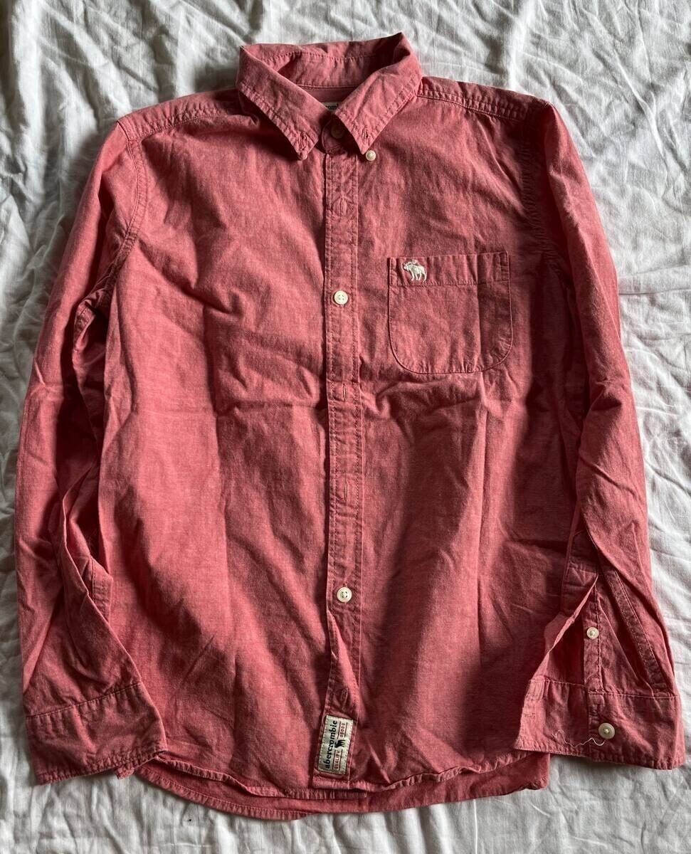 Abercrombie kids 長袖 シャツ チェック サイズ13/14 約150~160cm シャツ サーモンピンク 定番拍卖