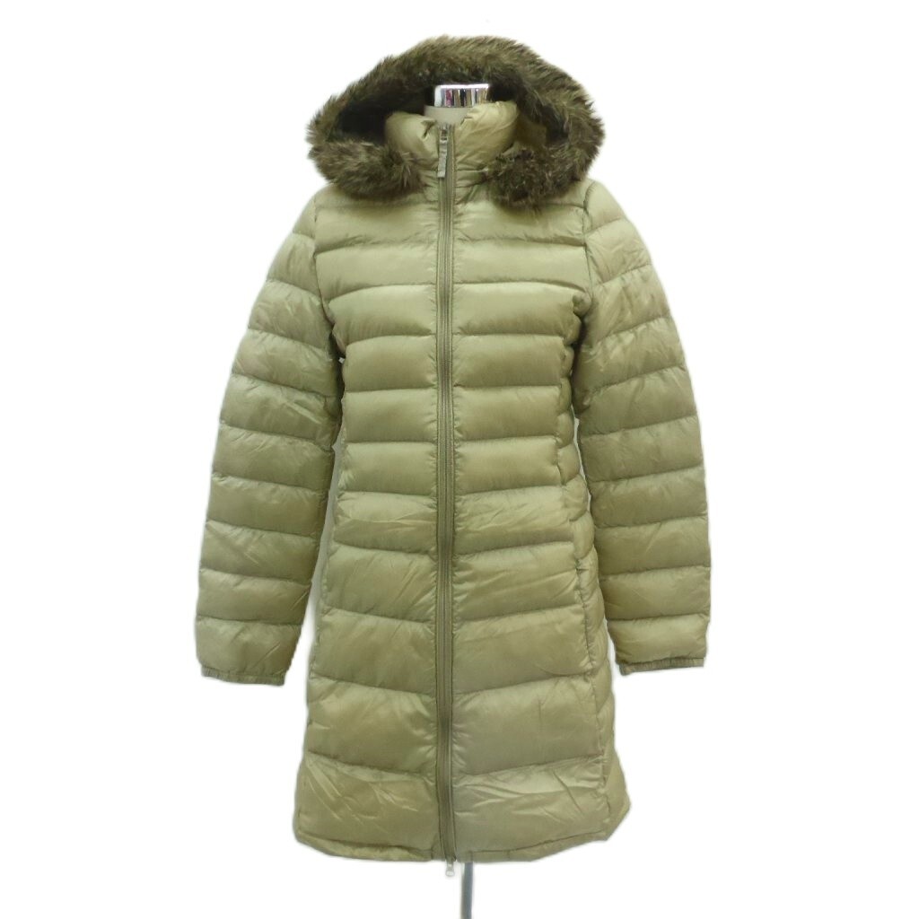ユニクロ UNIQLO ダウンコート ロング丈 L ベージュ フェイクファー付き フード付き /HO22 ■GY61拍卖