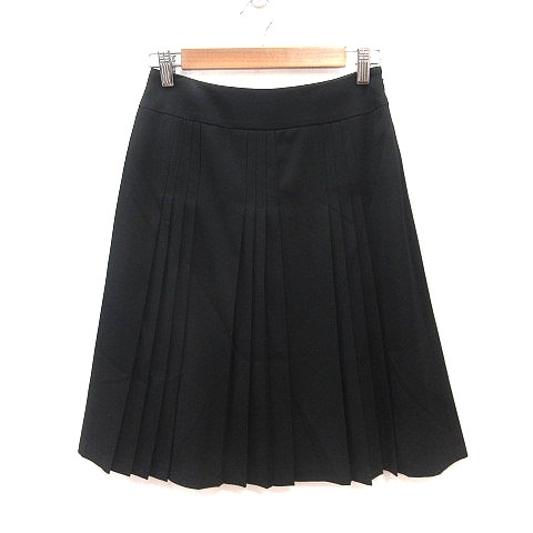 コムサデモード COMME CA DU MODE プリーツスカート ひざ丈 ウール 9 黒 ブラック /MS レディース拍卖
