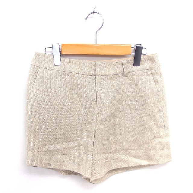 未使用品 インディヴィ INDIVI タグ付き キュロット ショート パンツ ジップフライ 38 M ベージュ 薄茶 /TT レディース拍卖