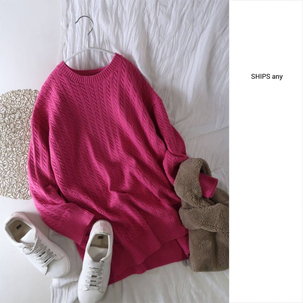 シップス SHIPS☆洗える コンパクト ケーブル クルーネックプルオーバー Fサイズ☆A-O 6469拍卖