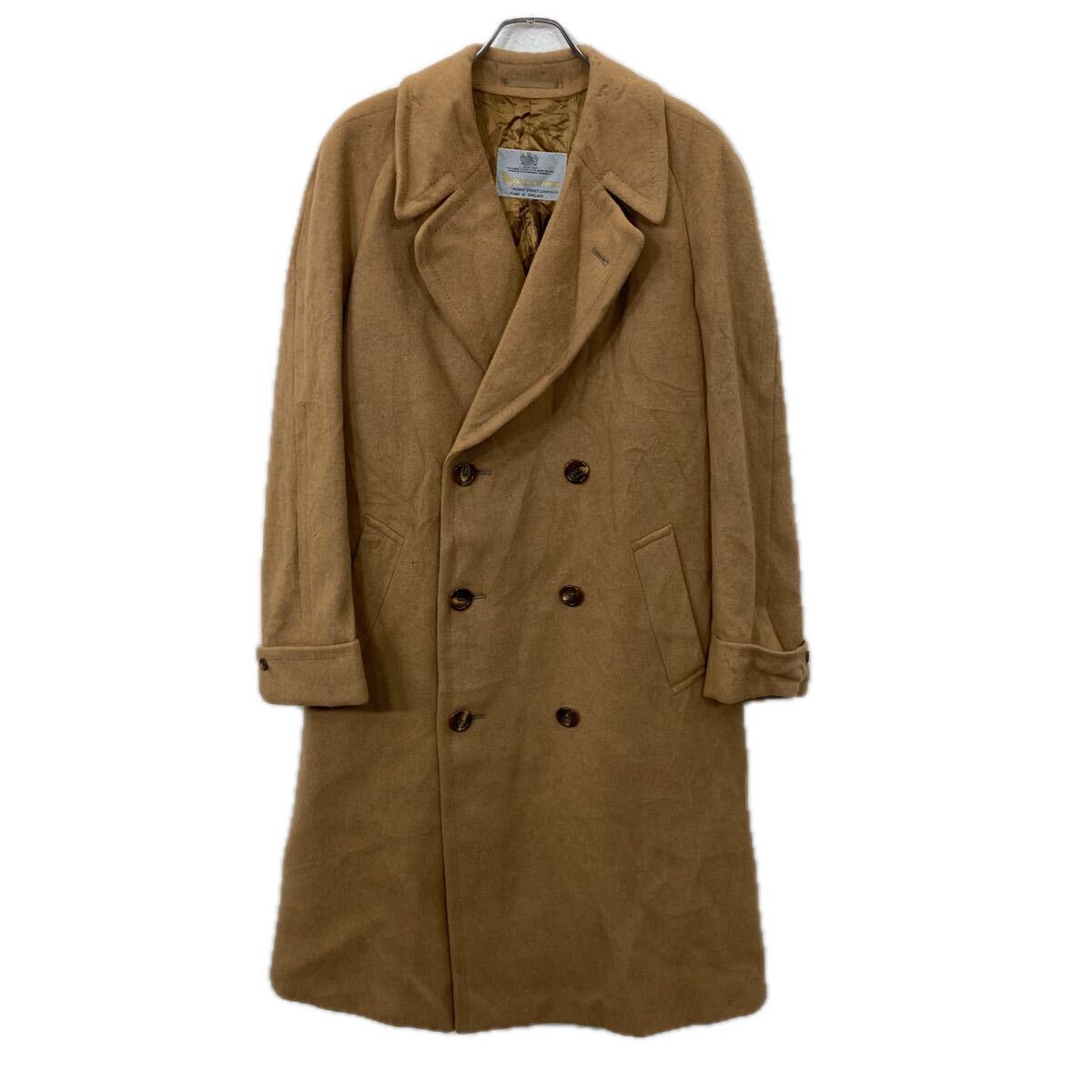 90s イングランド製 Aquascutum コート L~ ブラウン系 アクアスキュータム ダブルボタン ロング丈 アウター 冬物 a711-6724拍卖