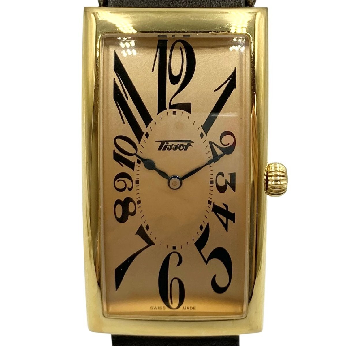 ◆ TISSOT ティソ ヘリテージ バナナ 腕時計 アナログ クォーツ 2針 スクエア ゴールド ブラウン 時計 ウォッチ ブランド 中古 MB ha KBB4拍卖