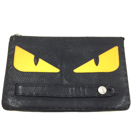 フェンディ モンスター バグズアイ クラッチバッグ セカンドバッグ ファスナー開閉 鞄 ブラック系 FENDI 現状品拍卖