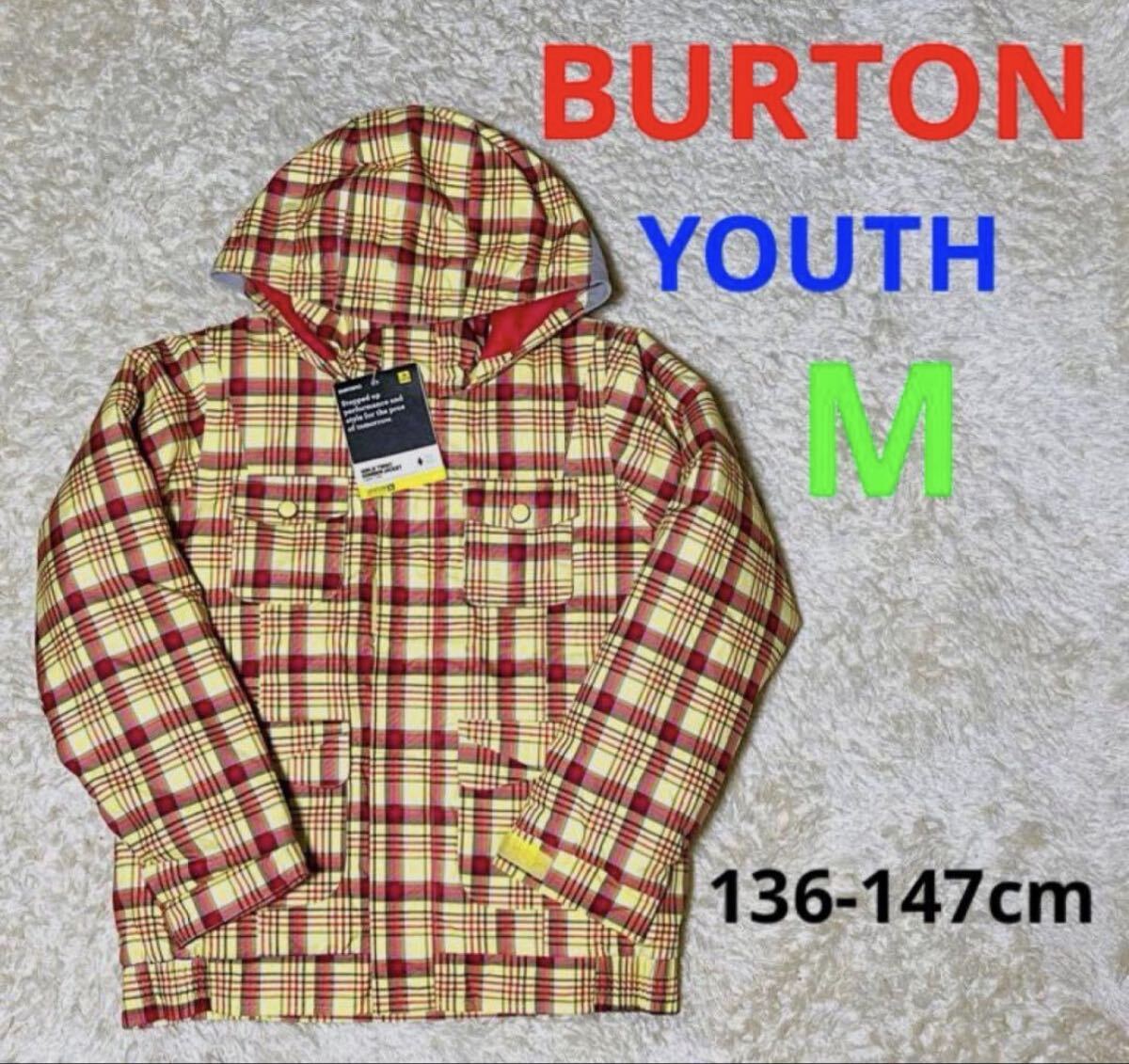 新品・未使用 BURTON バートン チェック柄 フード付き スノーボードウェア スノボウェア DRYRIDE キッズ用/YOUTH用 M拍卖