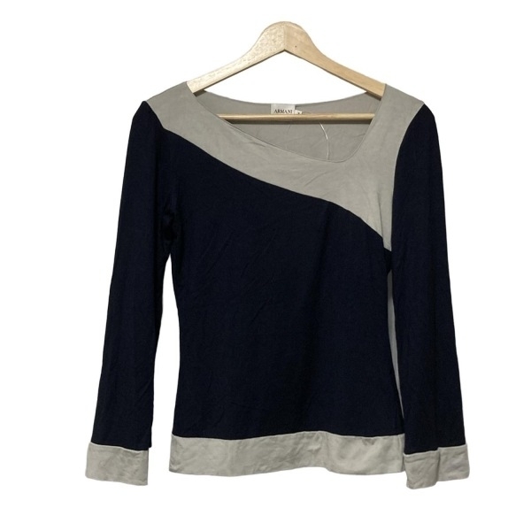 アルマーニコレッツォーニ ARMANICOLLEZIONI 長袖カットソー サイズ44 L - グレー×ダークネイビー レディース 美品 トップス拍卖