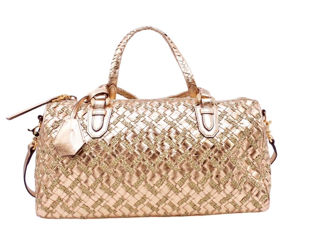 YOKO D’OR ヨーコドール やぎ革 レザー ブレードメッシュ 2WAY ボストン バッグ ゴールド ■■◎ ☆ flb5 レディース拍卖