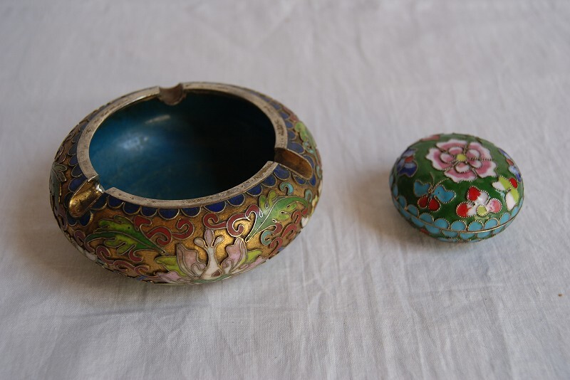 B882★レトロ品*七宝焼き・ 灰皿・小物入れ蓋物拍卖