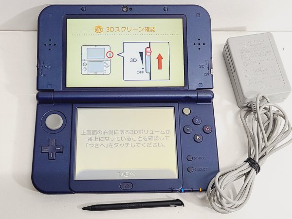 ☆ new3DSLL ☆ Newニンテンドー3DS LL メタリックブルー 動作品 本体 タッチペン アダプター 付属 Nintendo 任天堂 B14拍卖
