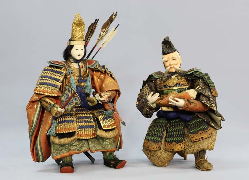 ■即決■ 神功皇后 武内宿禰 赤子 江戸時代末期~明治初期 ガラス目 五月人形 武者人形拍卖