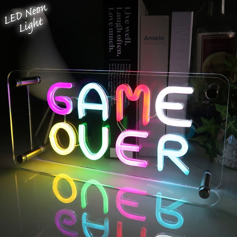 LEDネオンサイン ネオン管風 GAMEOVER インテリア ライト LED ネオンサイン 看板 サインボード 光る 光る看板 ネオン 部屋 玄関 NK-51拍卖