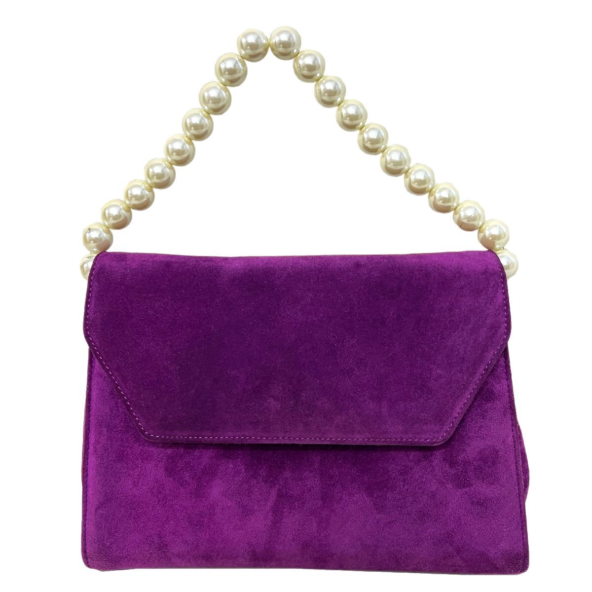 Salvatore Ferragamo フェラガモ バッグ ヴィンテージ パール ハンド パープル 紫 スエード GP金具 パーティーバッグ拍卖