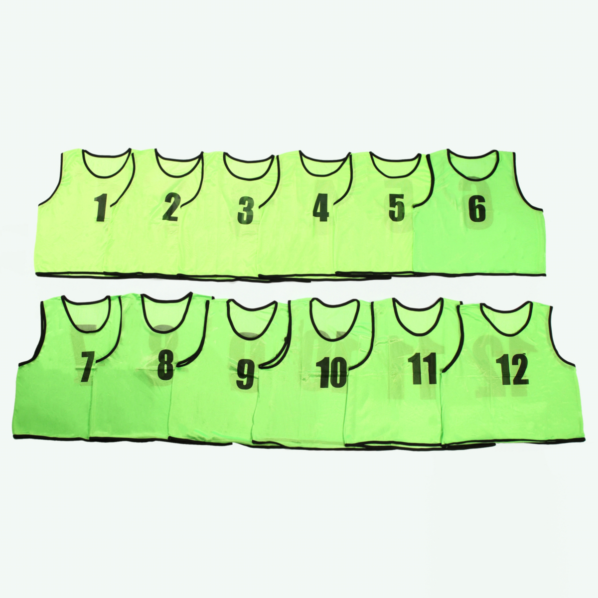 新品!練習・試合に成人用ビブス1から12番12枚セットゼッケン緑グリーン拍卖