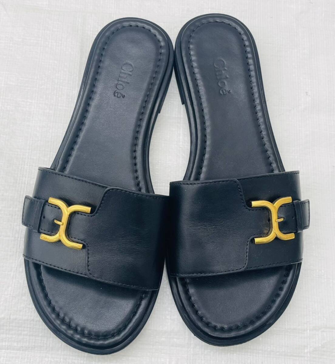 K533-SG8-758 Chloe クロエ サイズ38 レディース サンダル シューズ 靴 ブラック IM拍卖