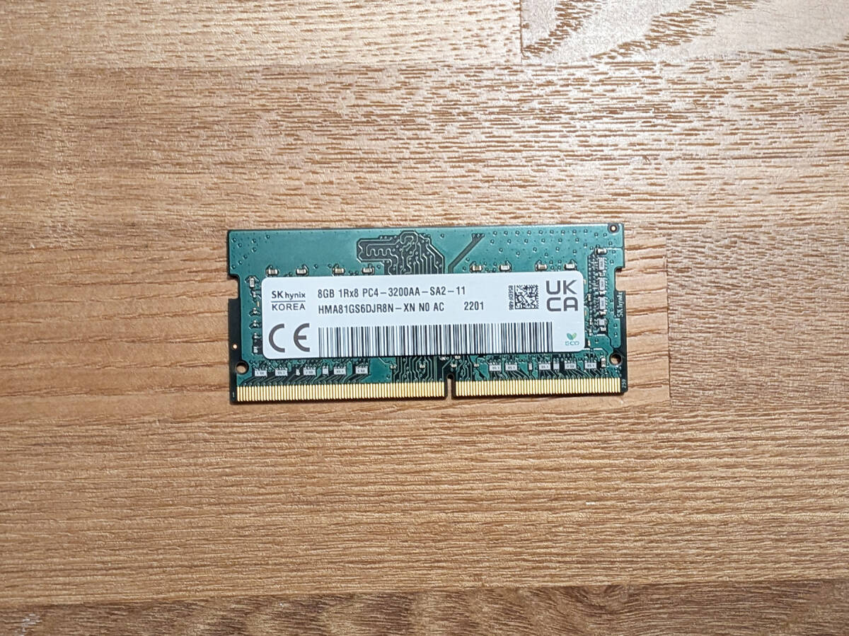 SK hynix メモリ 8GBx1枚 PC-4-3200AA-SA2-11 1Rx8 計8GB ノートPC用 ID:3拍卖