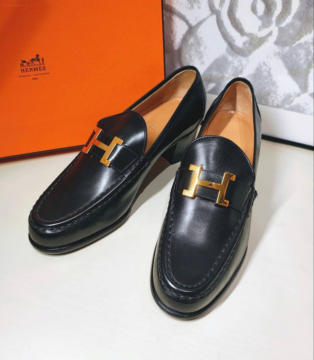 HERMES エルメス モカシン Hロゴ パリ ローファー ゴールド金具 新品未使用 24cm拍卖