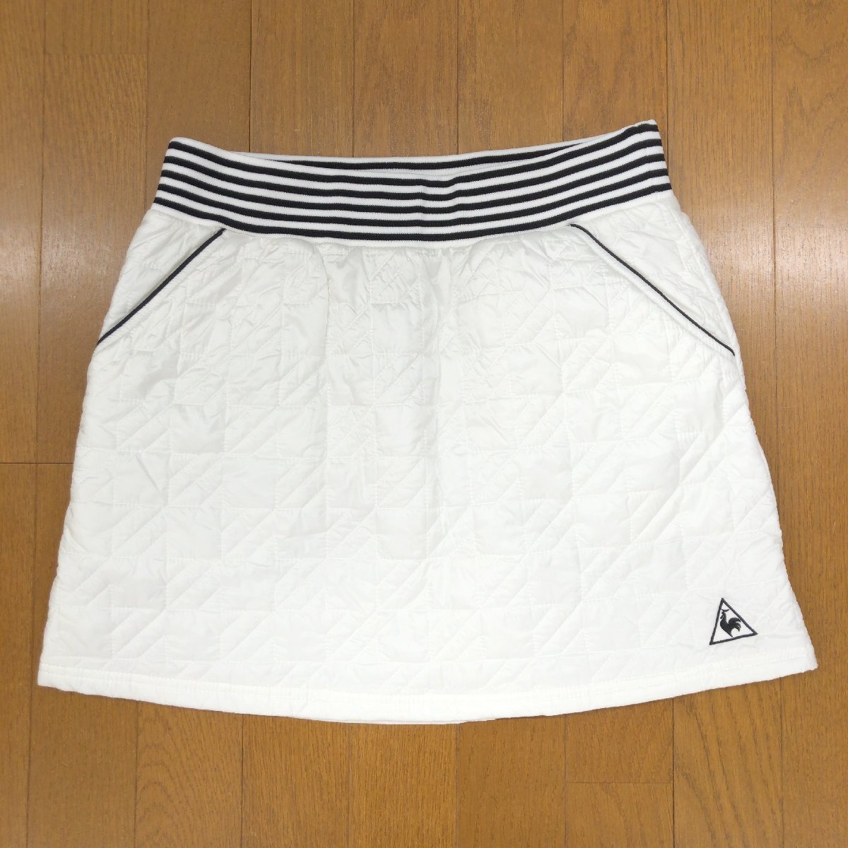 美品 le coq sportif GOLF ルコックゴルフ 中綿 キルティング ゴルフスカート 11(L) 白 ホワイト スコート ゴルフウェア レディース 婦人拍卖