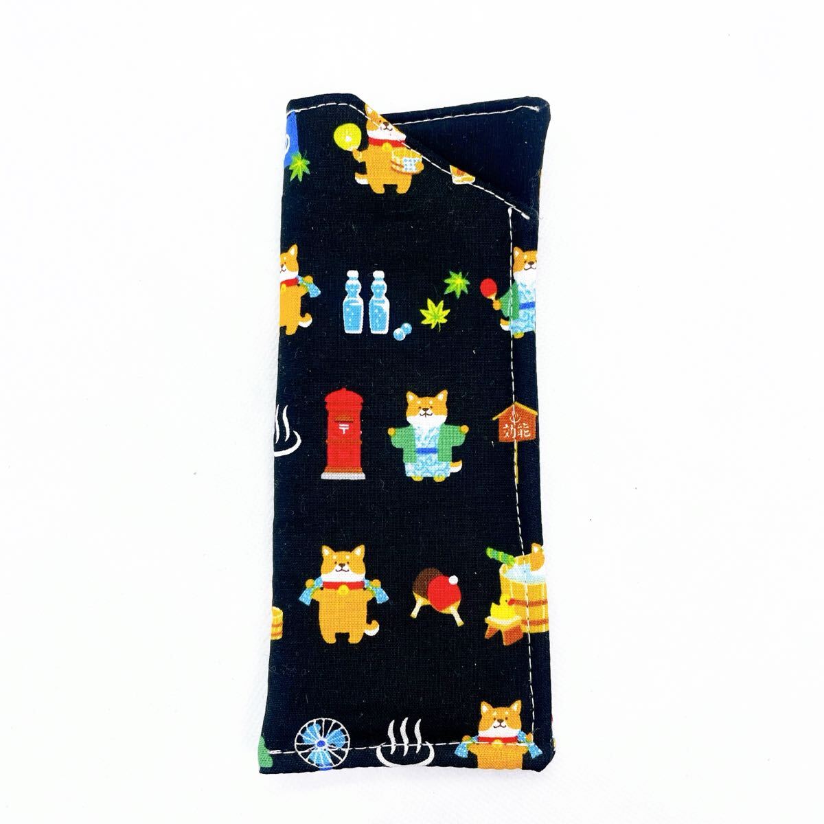 柴犬 温泉 ブラック メガネケース スリムタイプ拍卖